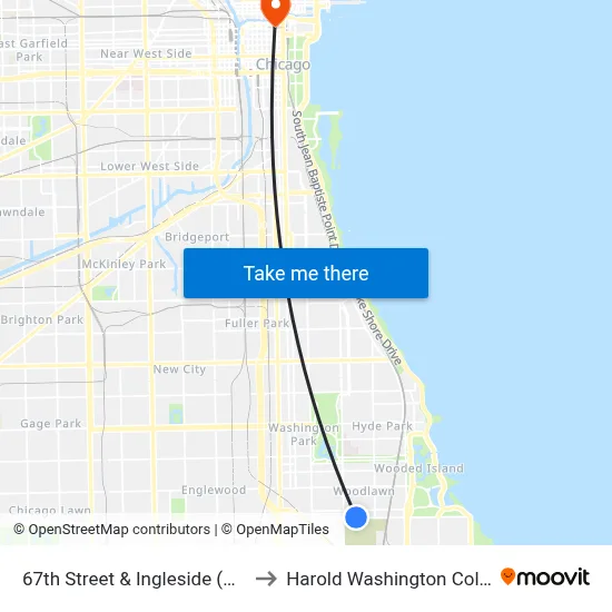 67th Street & Ingleside (West) to Harold Washington College map