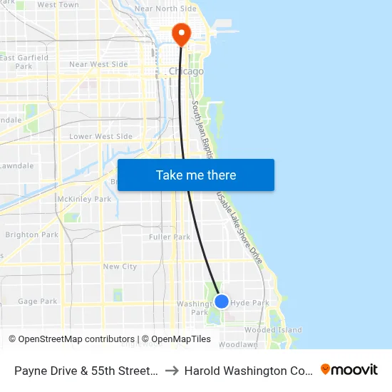 Payne Drive & 55th Street (Ne) to Harold Washington College map