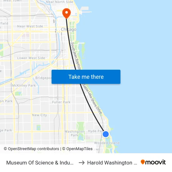 Museum Of Science & Industry (East) to Harold Washington College map