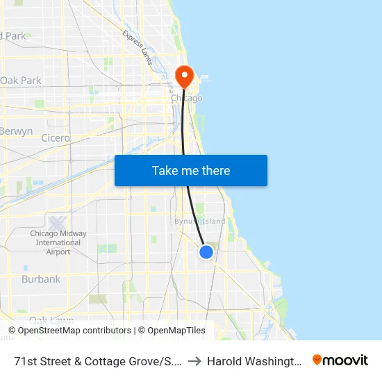 71st Street & Cottage Grove/S. Chicago (East) to Harold Washington College map
