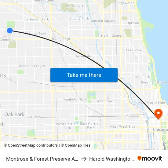 Montrose & Forest Preserve Avenue (West) to Harold Washington College map