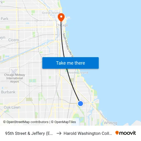 95th Street & Jeffery (East) to Harold Washington College map
