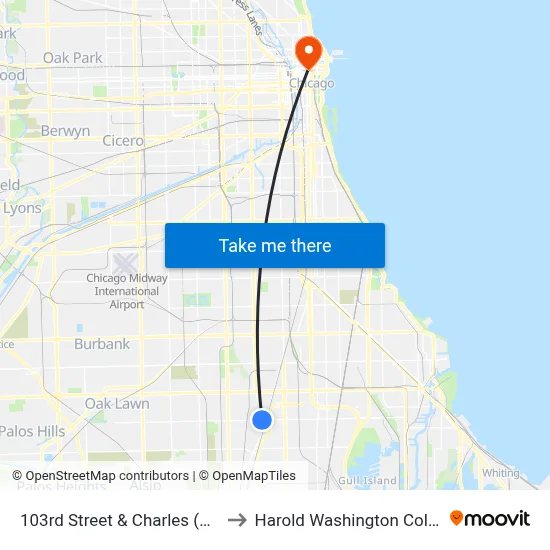 103rd Street & Charles (East) to Harold Washington College map