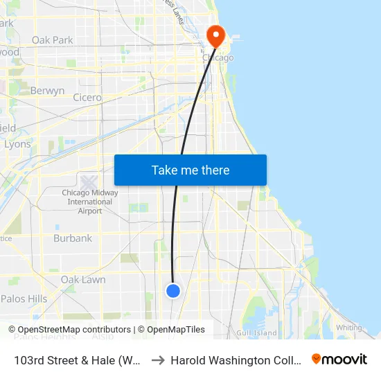 103rd Street & Hale (West) to Harold Washington College map