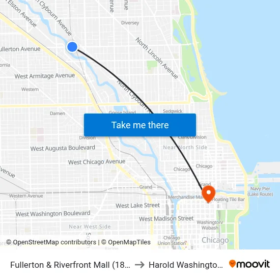 Fullerton & Riverfront Mall (1800 W) (West) to Harold Washington College map