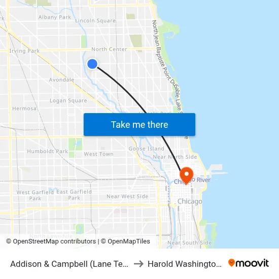 Addison & Campbell (Lane Tech Hs) (East) to Harold Washington College map