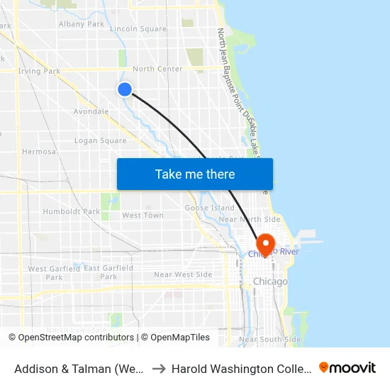 Addison & Talman (West) to Harold Washington College map