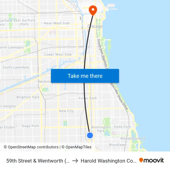 59th Street & Wentworth (East) to Harold Washington College map