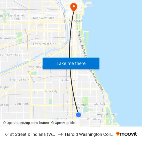 61st Street & Indiana (West) to Harold Washington College map