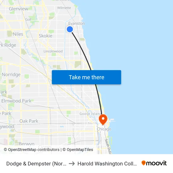 Dodge & Dempster (North) to Harold Washington College map