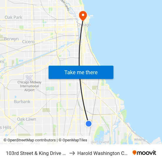 103rd Street & King Drive (East) to Harold Washington College map
