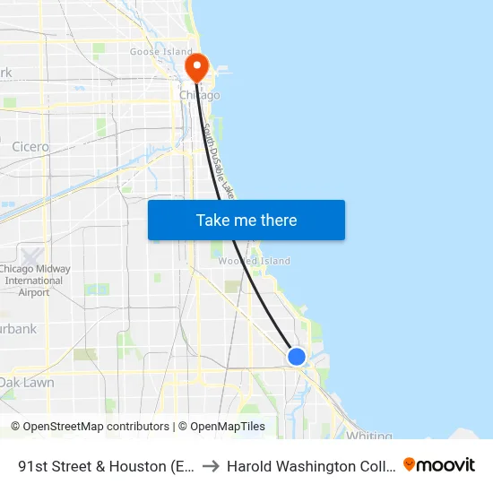 91st Street & Houston (East) to Harold Washington College map