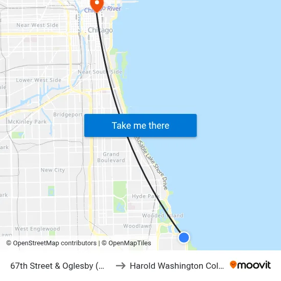 67th Street & Oglesby (West) to Harold Washington College map