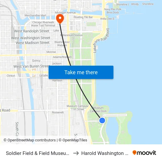 Soldier Field & Field Museum (West) to Harold Washington College map
