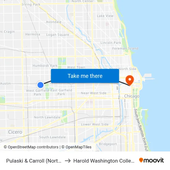 Pulaski & Carroll (North) to Harold Washington College map