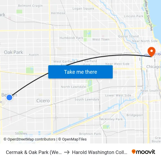 Cermak & Oak Park (West) to Harold Washington College map