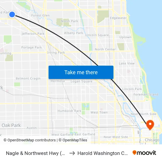 Nagle & Northwest Hwy (North) to Harold Washington College map