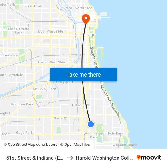 51st Street & Indiana (East) to Harold Washington College map