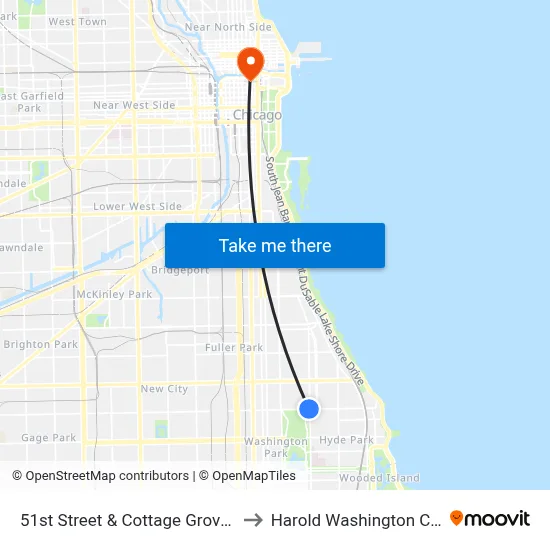 51st Street & Cottage Grove (East) to Harold Washington College map