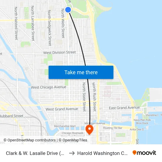 Clark & W. Lasalle Drive (South) to Harold Washington College map