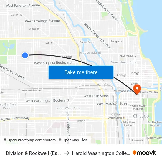 Division & Rockwell (East) to Harold Washington College map