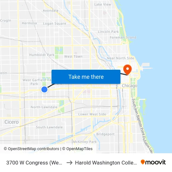 3700 W Congress (West) to Harold Washington College map