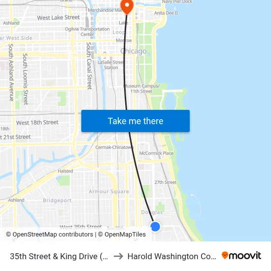 35th Street & King Drive (East) to Harold Washington College map