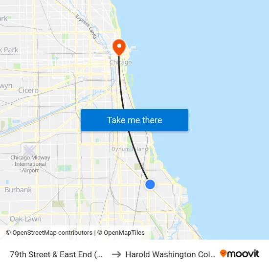 79th Street & East End (West) to Harold Washington College map