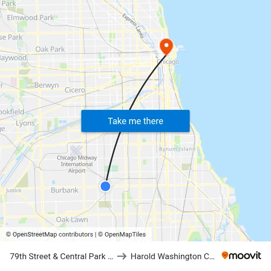 79th Street & Central Park (East) to Harold Washington College map