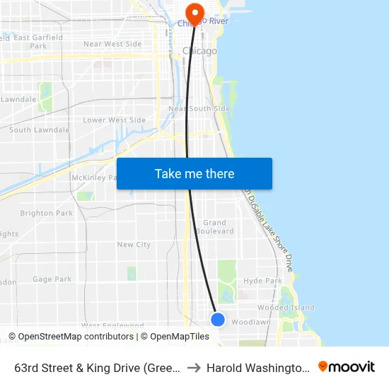 63rd Street & King Drive (Green Line) (East) to Harold Washington College map