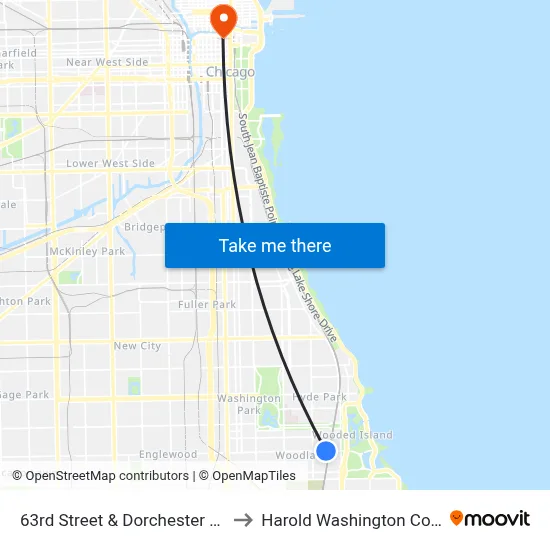 63rd Street & Dorchester (East) to Harold Washington College map