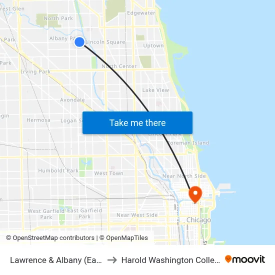 Lawrence & Albany (East) to Harold Washington College map