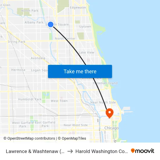 Lawrence & Washtenaw (East) to Harold Washington College map