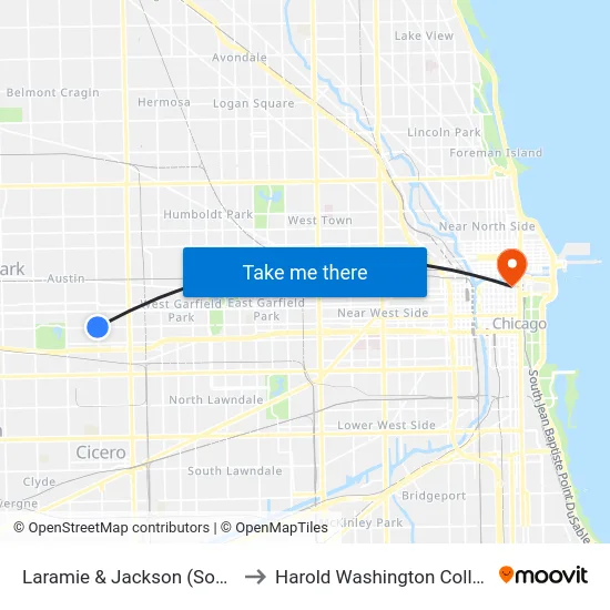 Laramie & Jackson (South) to Harold Washington College map