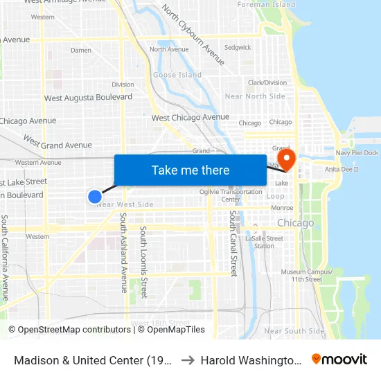 Madison & United Center (1900 W) (West) to Harold Washington College map