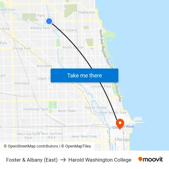 Foster & Albany (East) to Harold Washington College map