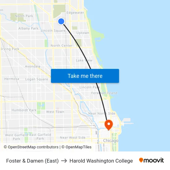 Foster & Damen (East) to Harold Washington College map
