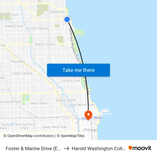 Foster & Marine Drive (East) to Harold Washington College map
