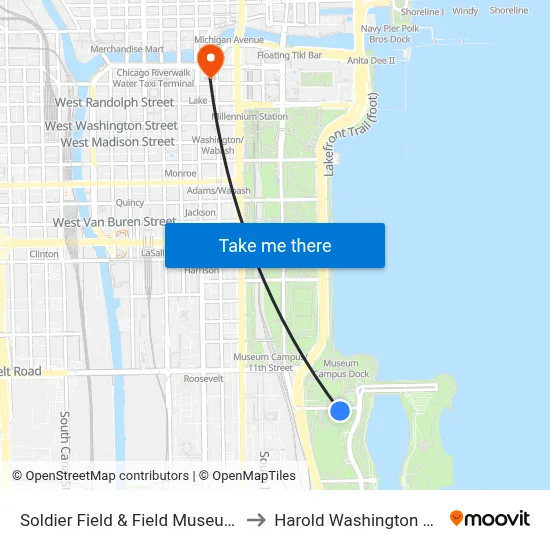 Soldier Field & Field Museum (East) to Harold Washington College map