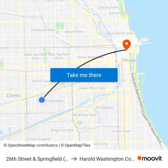 26th Street & Springfield (East) to Harold Washington College map