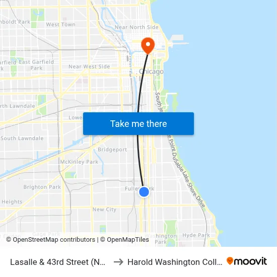 Lasalle & 43rd Street (North) to Harold Washington College map