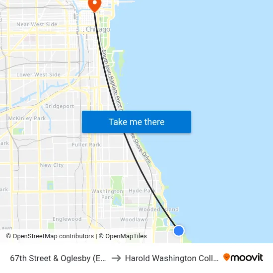 67th Street & Oglesby (East) to Harold Washington College map