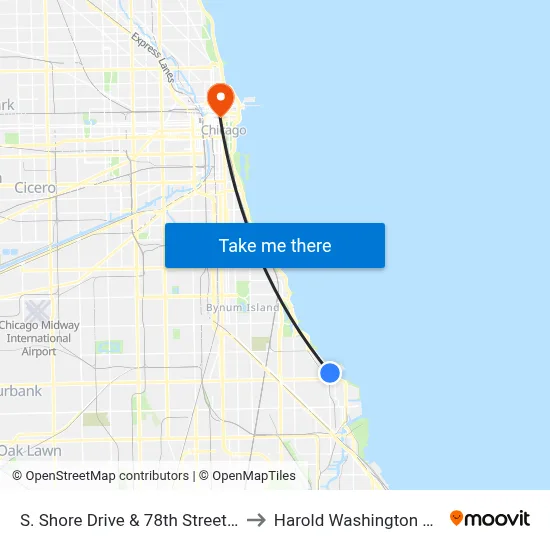 S. Shore Drive & 78th Street (South) to Harold Washington College map