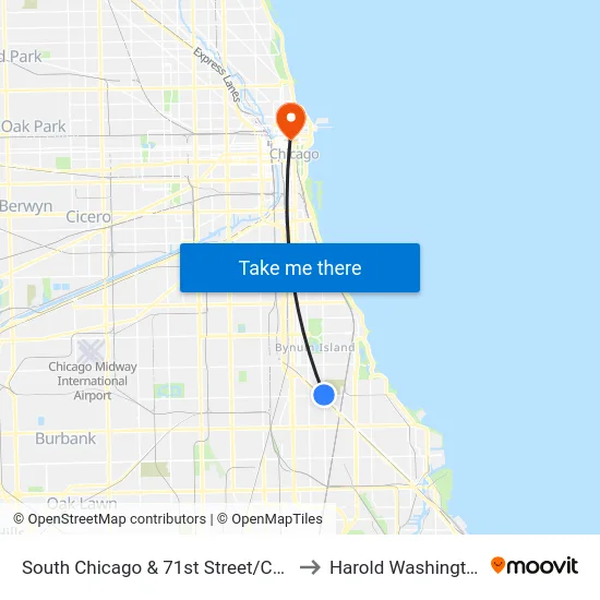South Chicago & 71st Street/Cottage Grove (Se) to Harold Washington College map
