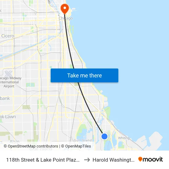 118th Street & Lake Point Plaza (3600 E) (West) to Harold Washington College map