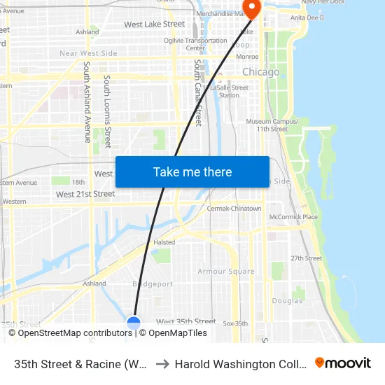 35th Street & Racine (West) to Harold Washington College map