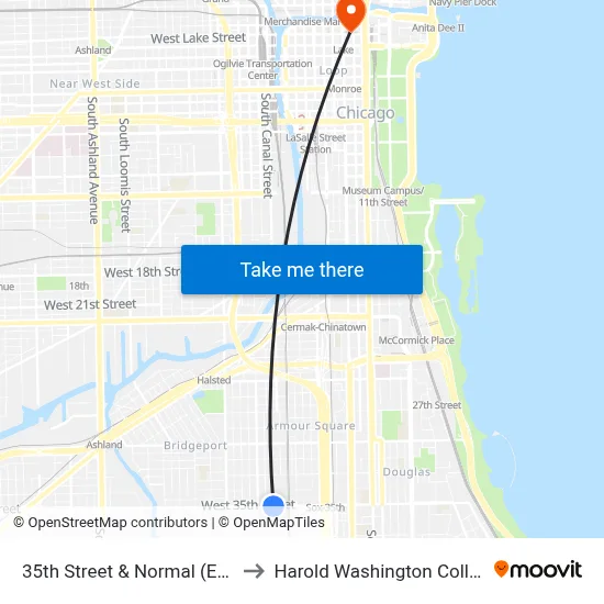 35th Street & Normal (East) to Harold Washington College map