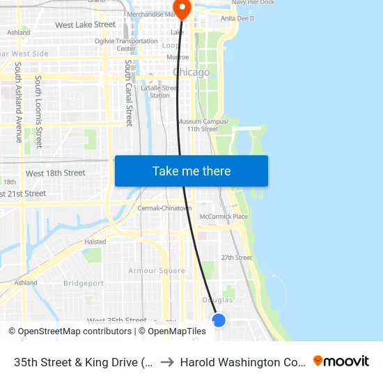 35th Street & King Drive (East) to Harold Washington College map