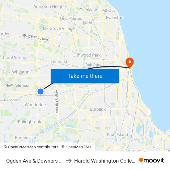 Ogden Ave & Downers Dr to Harold Washington College map