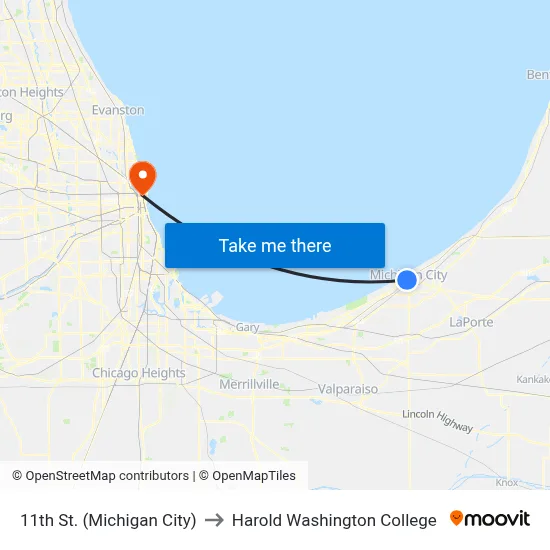 11th St. (Michigan City) to Harold Washington College map